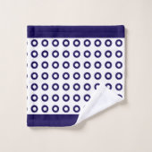 Modernes, stilvolles Navy Blue und White Bath Hand Badhandtuch Set (Waschlappen)