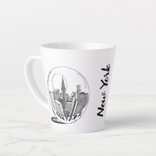 Modernes stilvolles New York Sity in Ball Schwarz- Milchtasse (Linke Ecke)