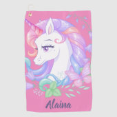 Modernes, stilvolles Niedliches Einhorn Golfhandtuch (Vorderseite)