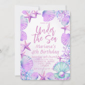 Modernes, stilvolles Ocean 4th Birthday Girl Party Einladung (Vorderseite)