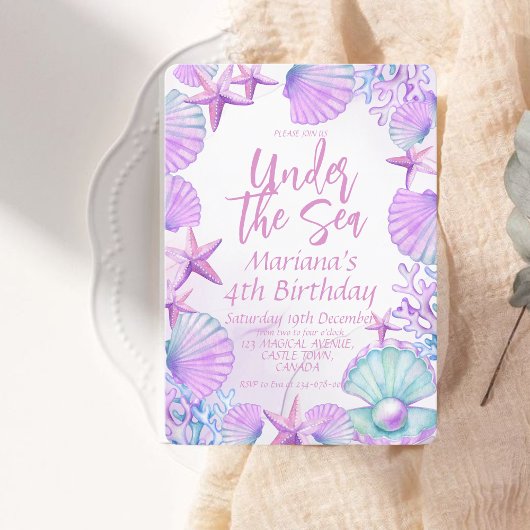 Modernes, stilvolles Ocean 4th Birthday Girl Party Einladung