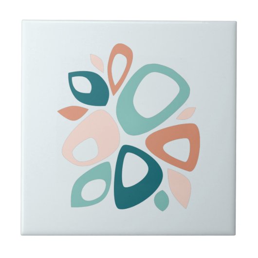 Modernes, stilvolles Peach Aquamarin Lachs Abstrak Fliese (Vorderseite)