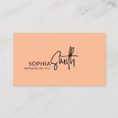 Modernes, stilvolles Peach und schwarzes Script Visitenkarte (Vorderseite)