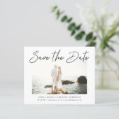 Modernes, stilvolles Pen Script Save the Date (Stehend Vorderseite)