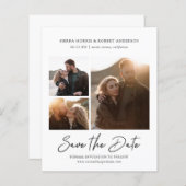 Modernes, stilvolles Pen Script Save the Date 3 Fo (Vorne/Hinten)