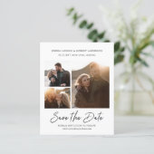 Modernes, stilvolles Pen Script Save the Date 3 Fo (Stehend Vorderseite)