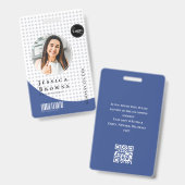 Modernes, stilvolles Personal Foto Barcode Deep Bl Ausweis (Vorder- & Rückseite)