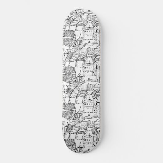 Modernes, stilvolles Princess Castle Black and Whi Skateboard (Vorderseite)
