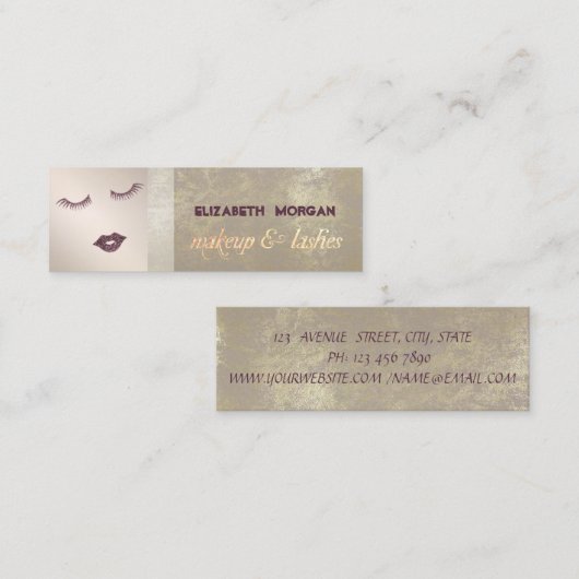 Modernes, stilvolles Profi,Glitzer Lips,Lashes Mini Visitenkarte (Vorne/Hinten)