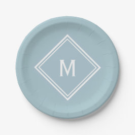 Modernes, stilvolles Pulver Blue Custom Monogram Pappteller