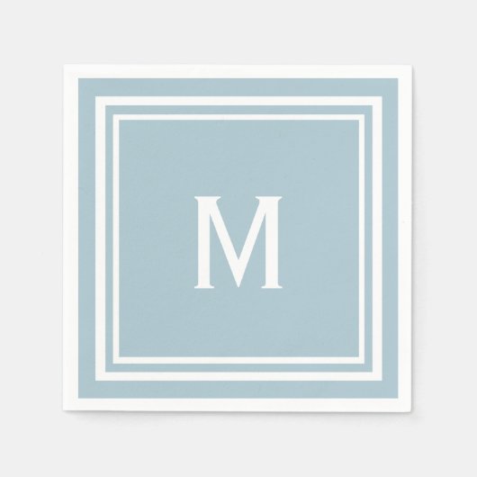 Modernes, stilvolles Pulver Blue Custom Monogram Serviette (Vorderseite)