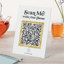 Modernes, stilvolles QR-Geschäftszeichen mit Logo Sockelschild