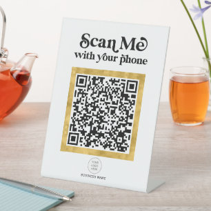 Modernes, stilvolles QR-Geschäftszeichen mit Logo Sockelschild