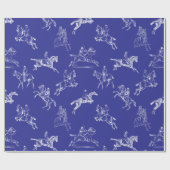 Modernes stilvolles Royal Blue Horseback Reitstall Geschenkpapier (Flach)