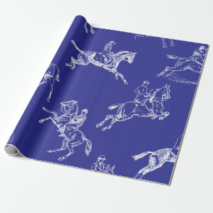 Modernes stilvolles Royal Blue Horseback Reitstall Geschenkpapier