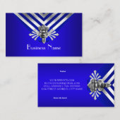Modernes, stilvolles Royal Blue Silver Stripe Hing Visitenkarte (Vorne/Hinten)