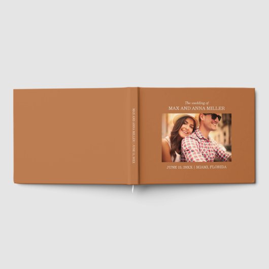 Modernes, stilvolles Rust Burnt Orange Wedding Fot Gästebuch (Voll)