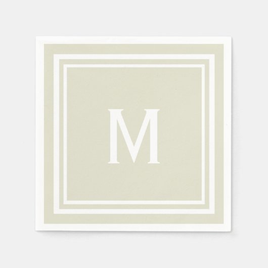 Modernes, stilvolles Sandy Beige Custom Monogram Serviette (Vorderseite)