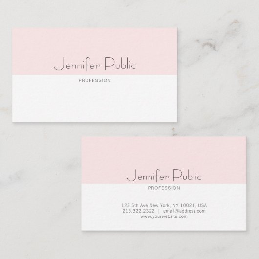 Modernes, stilvolles, sauberes Design Rosa Schlich Visitenkarte (Vorne/Hinten)
