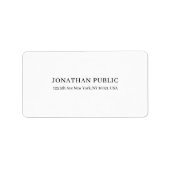 Modernes, stilvolles, schlichtes Design Schlicht Adressaufkleber (Vorne)