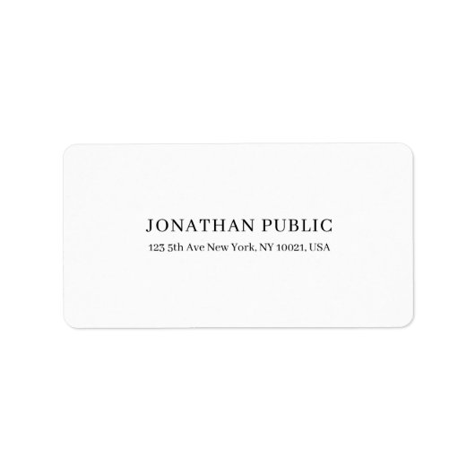 Modernes, stilvolles, schlichtes Design Schlicht Adressaufkleber (Vorne)