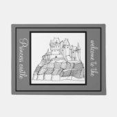 Modernes, stilvolles Schloss Schwarz-Weiß Fußmatte (Vorderseite)