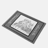 Modernes, stilvolles Schloss Schwarz-Weiß Fußmatte (Schrägansicht)