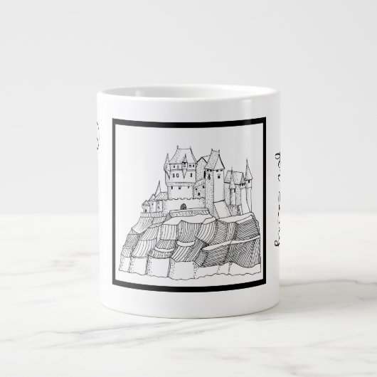 Modernes, stilvolles Schloss Schwarz-Weiß Jumbo-Tasse (Vorderseite)