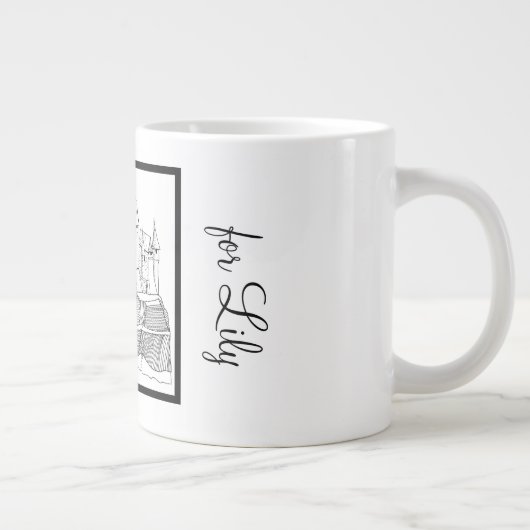 Modernes, stilvolles Schloss Schwarz-Weiß Jumbo-Tasse (Rechts)