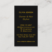 Modernes, stilvolles Schwarz-Gold-Beautician Makeu Visitenkarte (Rückseite)