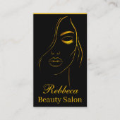 Modernes, stilvolles Schwarz-Gold-Beautician Makeu Visitenkarte (Vorderseite)