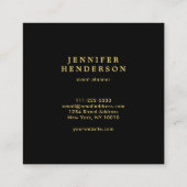 Modernes, stilvolles Schwarz/Gold beruflich Quadratische Visitenkarte (Rückseite)