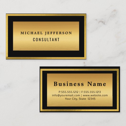 Modernes, stilvolles Schwarz-Gold-beruflich Visitenkarte (Vorne/Hinten)