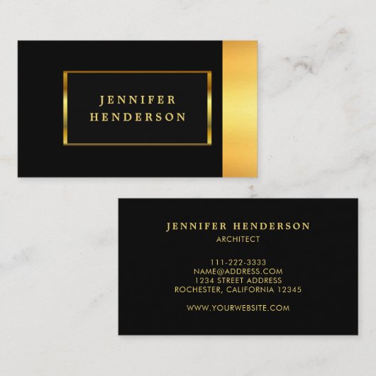 Modernes, stilvolles Schwarz-Gold-beruflich Visitenkarte (Vorne/Hinten)
