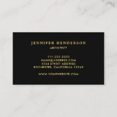 Modernes, stilvolles Schwarz-Gold-beruflich Visitenkarte (Rückseite)