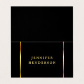 Modernes, stilvolles Schwarz/Gold beruflich Visitenkarten (Außenseite Aufgefaltet)