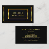 Modernes, stilvolles Schwarz-Gold-berufliche Visitenkarte (Vorne/Hinten)