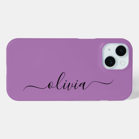 Modernes, stilvolles Schwarz-lila Monogramm Case-Mate iPhone Hülle (Rückseite (Horizontal))