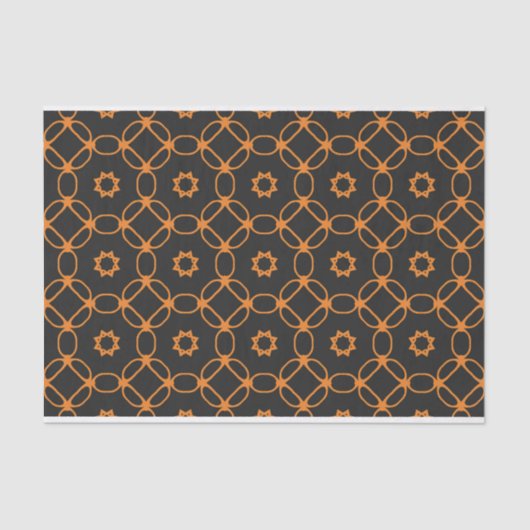 Modernes, stilvolles Schwarz-Orange Geometrisches Seidenpapier (Vorderseite)