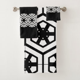 Modernes, stilvolles Schwarz-Weiß-Badezimmer Badhandtuch Set