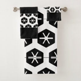 Modernes, stilvolles Schwarz-Weiß-Badezimmer Badhandtuch Set