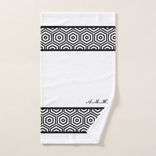 Modernes, stilvolles Schwarz-Weiß Badezimmer geome Badhandtuch Set (Handtuch)