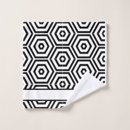 Modernes, stilvolles Schwarz-Weiß Badezimmer geome Badhandtuch Set (Waschlappen)