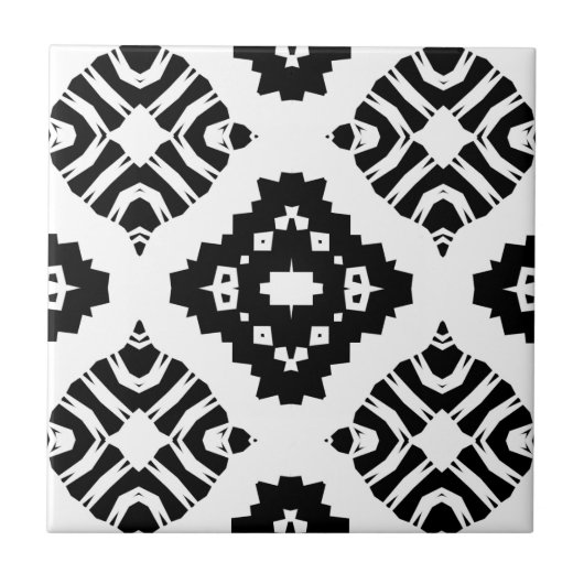 Modernes, stilvolles Schwarz-Weiß-geometrisches De Fliese (Vorderseite)