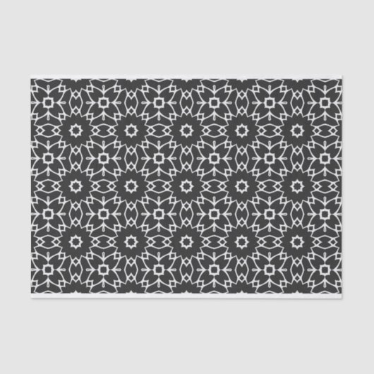 Modernes, stilvolles Schwarz-Weiß-Muster Seidenpapier (Vorderseite)