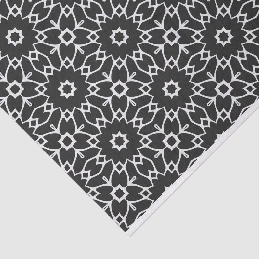 Modernes, stilvolles Schwarz-Weiß-Muster Seidenpapier (Ausschnitt)