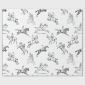 Modernes, stilvolles Schwarz-weißes Reiten Geschenkpapier (Flach)