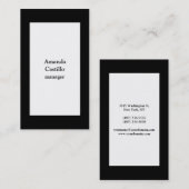 Modernes, stilvolles Schwarzes Borders weißer Hint Visitenkarte (Vorne/Hinten)