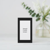 Modernes, stilvolles Schwarzes Borders weißer Hint Visitenkarte (Stehend Vorderseite)