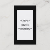 Modernes, stilvolles Schwarzes Borders weißer Hint Visitenkarte (Rückseite)